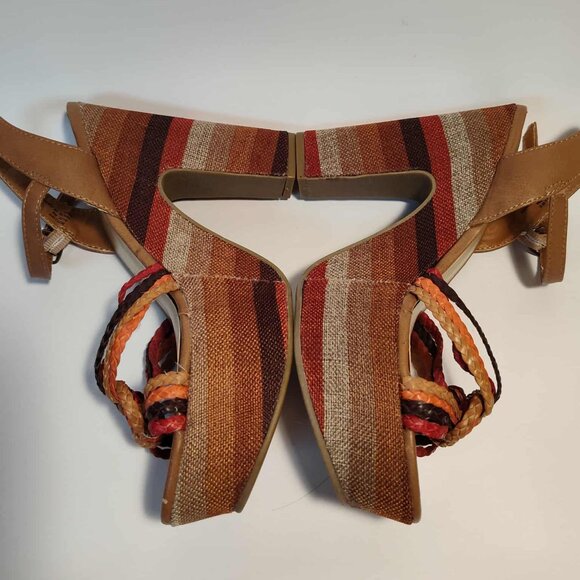 Madden Girl 'Rolliee" Women's Multicolor Striped Platform Sandals Size 8 - Picture 8 of 12